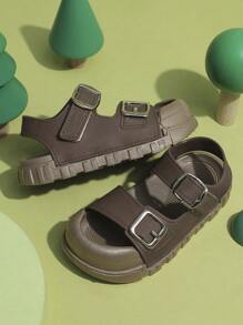 1 Pair New Summer Casual Outdoor Hook And Loop Sandals, Soft & Comfortable