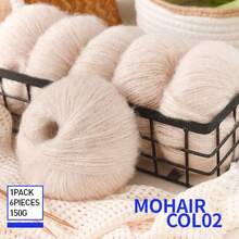 6个球，真丝马海毛纱线，细针织纱线，钩针镂空针织品，手工编织披肩开衫，手工纱线球。详情：4 6个球，马海毛纱线，细针织纱线，钩针镂空针织品，手工编织披肩开衫，手工纱线球