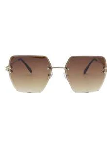 Women Oversized Rimless Sunglasses Famous Design Sexy Vintage Summer Style Uv400 - màu nâu - Xem 2