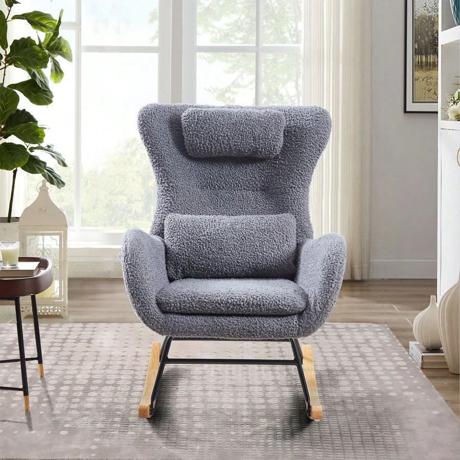 Rocking Chair Nursery, Modern Rocking Chair With High Backrest-401 - Multicolor - View 1