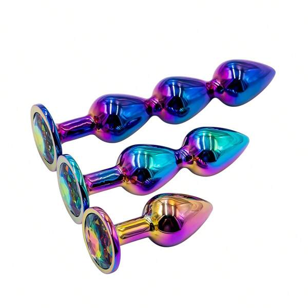 1pc/3PCS Metal Anal Beads Butt Plug Men Women And Couples, Anal Trainer Pack Of 3 Graduated Adult Toys, Prostate Massager Men Anal Training With Luxury Jewelry Design,Prostate Massager Anal Training Set Adult Toys For Beginners