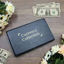 Ein Währungssammelalbum mit 40 Fächern, ein Bargeldeinzahlungsbuch, ein Einzahlungsordner, ein Kassenbuch, ein Notizblock und ein Sparbuch, entworfen für Sammler zur Verwaltung von Bargeld und Banknoten, Sparplan, 14-tägiger Sparplan, 10.000 Euro Sparplan, Sparprogramm - Schwarz - Übersicht 2