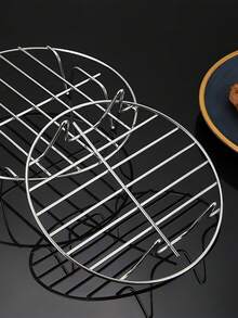 قطعة واحدة من رفوف القلي الهوائي، أرفف طبقات من الفولاذ المقاوم للصدأ، اكسسوارات لفرن القلي الهوائي، لرف الفرن وشواية التحميص للقلي الهوائي، رف دائري للوعاء للقلي الهوائي، أكسسوارات مطبخية من الفولاذ المقاوم للصدأ بلون فضي