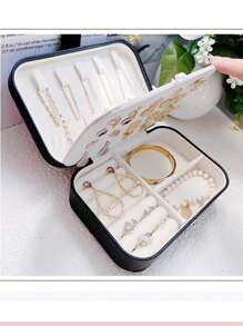 1 pieza/2 piezas Organizador de joyas portátil, para pulseras, collares, aretes, anillos, almacenamiento de accesorios para mujeres, organizador de viaje, regalo de vuelta a la escuela