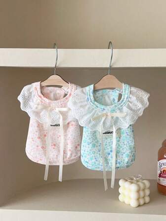 春夏宠物家居外出碎花蕾丝背心小狗裙子适合狗狗猫咪小型犬衣服