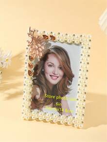 1/2pcs Elegant Faux Pearl Photo Frame, 3"/6"/7"/8"/10" Size, Made Of Gorgeous ABS Plastic Material, Suitable For Room, Bedroom, Office Picture Display Shelf, Home Decor (Random Inner Paper) - Pearl Color - View 5