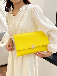 时尚小号设计师信封包，复古风格女士钱包，今年流行 - 黃色 - 查看 3