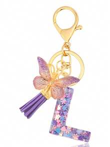 1pc Purple Keychain, Christmas Keychain, Women's Style, Letter Keychain With Tassel, Can Be Hung On Keys, Wallet, Handbag, Backpack, Holiday Christmas Gift, Home Decor - Purple - View 20