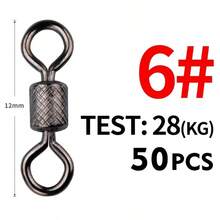 Kait Pancing Putar Bantalan Bola 50 PCS/Lot dengan Cincin Jepit Padat Kait Putar Bergulir untuk Aksesoris Pancing Ikan Mas - Hitam - View 9
