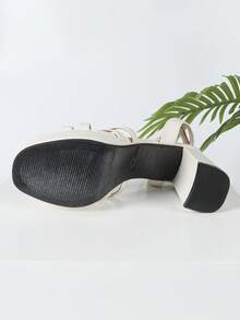 新款时尚粗跟凉鞋，方头交叉带，厚底鞋，女士，夏季休闲，优雅正装，防水台超高跟鞋