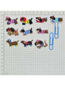 4pcs/6pcs/10pcs Cartoon Sausage Dog Series Cute PVC Soft Gel Bookmark Clips, Creative Decoration & Storage Clips, Random Delivery,Back To School - Multicolor - View 4