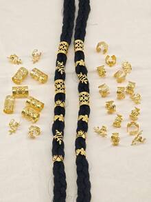 40pcs/Set Vintage Plum Blossom Hair Scrunchies - Fashionable Hair Clips, Suitable For Women And Girls, Bohemian Style - Hair Accessories, Braided Hair Decor, Head Accesssories - Gold - View 6