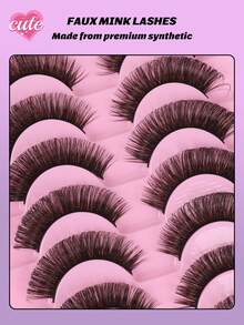 10 pares de pestañas postizas rusas esponjosas y delgadas - Paquete de pestañas falsas de visón DD Curl para pestañas de larga duración y aspecto natural - Pestañas Fluffy - Ver 3