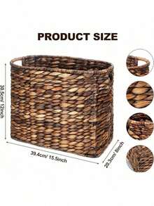 Seagrass Magazine Baskets Magazine Holder Tall Narrow Woven Storage Wicker Basket Floor Bathroom Home Office Handwoven Holder For Books, Newspaper, File And Mail(Dark Brown) - Brown - View 3
