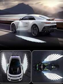 2pcs/4pcs Angel Wing Shaped Car Atmosphere Lights, Let Your Car Have Wings, Multiple Patterns Available (Not Limited To Angel Wings), Plug And Play Door Projection Lamp, Angel Wing Heart Magic Circle Smart Sensor Light, No Wiring Required To Turn On Welcome Lights, Carbon Fiber Pattern Magnetic Door Projection Light, LOGO Floor Lamp (Batteries Not Included), Perfect Gift For Boyfriend, Father, Friends, Valentine''s Day Gift