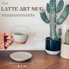 Mora Ceramic Latte Art Mug With Saucer - 10.5 Oz, Round Bottom Pours - Cafe Cups Cappuccino, Espresso, Coffee, Tea Etc - Porcelain Set Baristas, Great - Chai Latte - Earl Grey - 查看 4