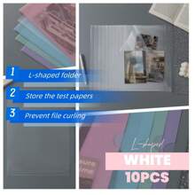10pcs Heavy Duty L-Shaped Clear A4 Document Folders, Transparent Single Page Protector Sleeves, File Holders For Exams/Papers