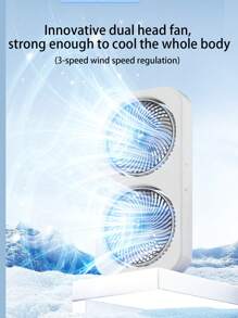 Nuevo ventilador de escritorio multifuncional de doble cabezal USB, accesorio de enfriamiento para oficina y dormitorio, larga duración de la batería, alta potencia de viento, recargable de 1800mAh