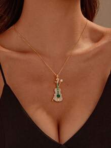 1 pieza Collar con colgante de violín de moda elegante y lujoso para mujer, diseño de joyería personalizada, regalo para familiares/amigos, tema de fiesta musical