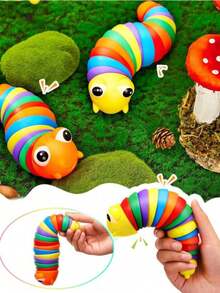 1/4pcs Random Color Fuzzy Caterpillar Sensory Toys, Fidget Slug Toys, Suitable For Party, Children & Adults, Cute Sensory Toys For Autism, Stress Relief Toys | Easter Stuffer Gifts - Multicolor - View 3
