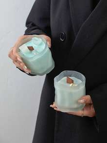 1pc Handmade Summer Beverage Scented Candle, Niche Appearance Fragrance, Blue Ice Cube Soy Wax Candle, Exquisite Gift, Girly Aroma Candle, Ethereal Atmosphere Birthday Gift For Friend - Multicolor - View 2