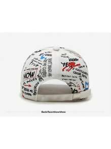 Korean Style Romantic: Graffiti Letter Print Baseball Cap, Sunscreen & Shading Design, Outdoor Peaked Cap Expressing Fresh Vibe