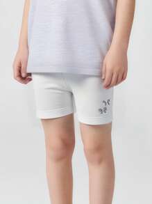 4 Pcs Kids Butterfly Rhinestone Pattern Milk Silk Material Versatile Shorts