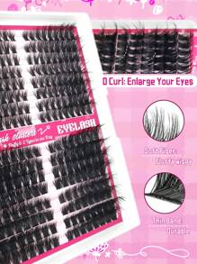 256/160/60 piezas Kit de extensión de pestañas postizas individuales en forma de D, esponjosas, con apariencia de ojo de gato izquierda y derecha, extra gruesas y naturales, densas y de larga duración, a prueba de agua y reutilizables, para principiantes, para uso diario, fiestas, viajes y festivales de música