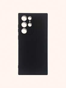 1pc Anti-Drop Solid Black TPU Phone Case, Lens Protection, Compatible With IPhone & Galaxy Smartphones - Black - View 9