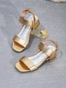 1 双时尚、优雅、百搭的奢华高跟凉鞋，专为女孩设计 - 金色 - 查看 2