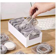 1 Bộ (7 Hộp Nhỏ + 1 Hộp Lớn Màu Trắng) Hộp Lưu Trữ Cáp Dữ Liệu Artifact Power Sạc Cáp Điện Thoại Di Động Bộ Sạc Tổ Chức Cuộn Dây Hộp Quản Lý Cáp Để Bàn - trắng - Xem 6