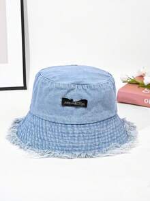 1pc Women Letter Logo Distressed Casual Sun Hat, Suitable For Travel And Outdoor Shopping