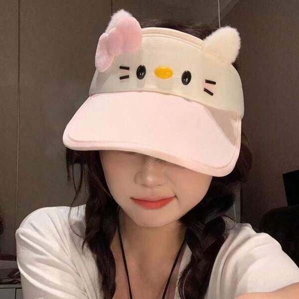 Sanrio Sanrio Kitty Printed Sun Hat For Women, UPF 50+ Summer Hat, Cute Wide Brim Baseball Cap, Sun Protection