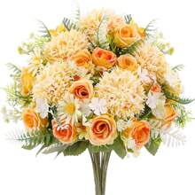 1PC/3PCS Artificial Rose, Hydrangea Flowers Silk Bouquets Fake Plants For Spring Wedding Vase For Home Dining Room Bedroom Decorations, Mother's Day Valentine's Day Festival Birthday Party Accessories, Outdoor Garden Decorations Autumn