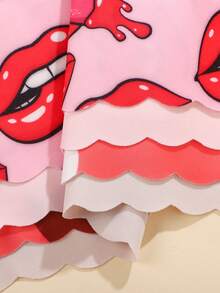 7pcs/Pack Women's Sexy & Comfortable Floral Print Seamless Panty Sets With Wave Hem, Pink Tones - 彩色 - 查看 4