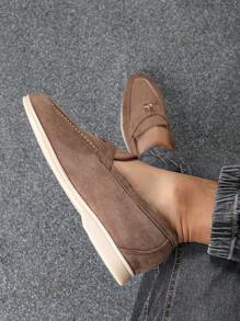 Herrloafers med rund tå, ny vår-/sommarkollektion 2025, mångsidiga skor för affärs-/formella skor, brittisk stil, platta, ventilerande, mjuk botten, handgjorda, plusstorlek 43-46 (liten i storleken, beställ en halv storlek större) - Kaffebrun - Visa 3