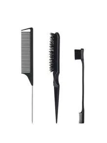 3pcs/Set Kids Hair Styling Tools, Include Hair Comb, Eyebrow Brush, Color Streak Brush
