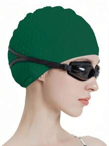 Large Silicone Swim Cap - ComfortFit For Men & Women - Unisex Ergonomic Design - 1pc High-Quality Set, Beach Essentials, Beach Accessories, Pool Float - 彩色 - 查看 23