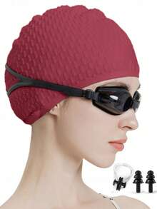 Large Silicone Swim Cap - ComfortFit For Men & Women - Unisex Ergonomic Design - 1pc High-Quality Set, Beach Essentials, Beach Accessories, Pool Float - Multicolor - View 24