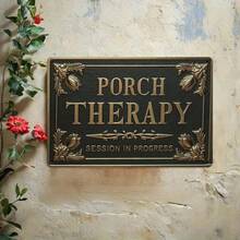 1PC Relaxing Tin Sign, Porch Therapy, Session In Progress, Vintage Therapy Quote, Perfect For Porch And Outdoor Decor, 8x12 Inches/ 20x30 Cm - 彩色 - 查看 8