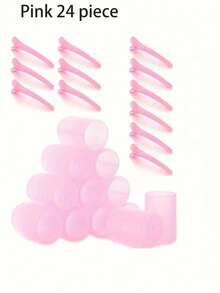24 个自粘式卷发器套装，配有折叠梳子和发夹 - 沙龙级卷发器，适合中短发，打造美丽的波浪和卷发。, 返校、旅行度假必需品、女士发饰