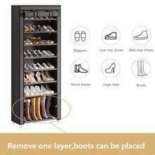 Zapatero simple de múltiples capas, combinación a prueba de polvo, zapatero, zapatero, estante de almacenamiento para dormitorio, estante de acabado, puerta, ahorro de espacio en el hogar - Caqui - Ver 10