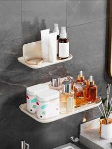 Folding Wall Mounted Shelf Space Saving Storage Rack Punch-Free Phone Holder WiFi Router Organizer For Bathroom Kitchen - Multicolor - View 1