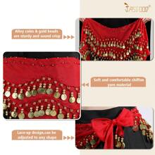 1pc Gold Coin Waist Chain, Beginner Belly Dance Waist Scarf, Shiny Sexy Dance Practice Hip Scarf, BLINGBLING, Suitable For Daily Wear, Nightclub Stage Performance, Street Snap, Festival Party Costume Accessory Summer School
