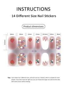 渐变闪光指甲贴全贴纸指甲油条，DIY 自粘时尚彩色美甲贴花派对女士装饰，带 1 个指甲锉