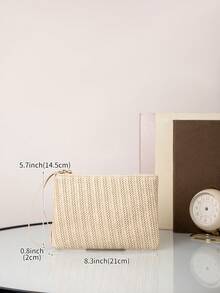 Straw Clutch Purse For Women - Apricot - View 5