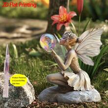 2D flache mystische Garten Elfen Dekoration Gießkanne Pflanze, Acryl, Vintage Stil, ohne Batterie, bodenstehende Außen-Gartendekoration mit üppigem Grün & Elfenlicht, perfekt als Geschenk zu Thanksgiving und Feiertagen, Gartendekoration | Vintage Elfen Design | detaillierte Handwerkskunst, Gartendekoration