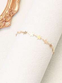 6pcs/1pc Elegant Fashion Copper Heart & Cubic Zirconia Star Charm Bracelets Set, Suitable For Daily Wear & Gifts