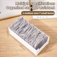 1 Bộ (7 Hộp Nhỏ + 1 Hộp Lớn Màu Trắng) Hộp Lưu Trữ Cáp Dữ Liệu Artifact Power Sạc Cáp Điện Thoại Di Động Bộ Sạc Tổ Chức Cuộn Dây Hộp Quản Lý Cáp Để Bàn - trắng - Xem 2