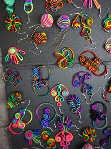 Handmade Colorful Retro Woven Rainbow Earrings, Fashionable Earrings For Women, Elegant Accessories For Home, Casual, Street, Party, Classic Souvenir, Ideal Gift For Valentine's Day, Birthday, Anniversary